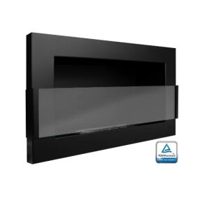 Șemineu pe bioetanol cu sticlă termorezistentă, șemineu bio negru montat pe perete - Bysil Seminee bio