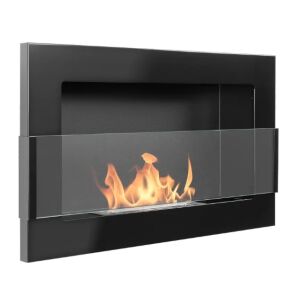 Hänge-Biokamin mit Glas, schwarz, brennender Flamme - Kamin & Herd