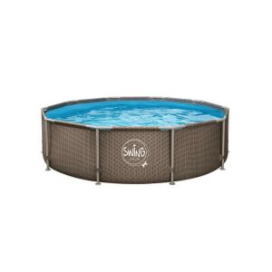 Swing fémvázas medence 3,05*76 cm-es barna fonott hatású, szűrő nélkül
