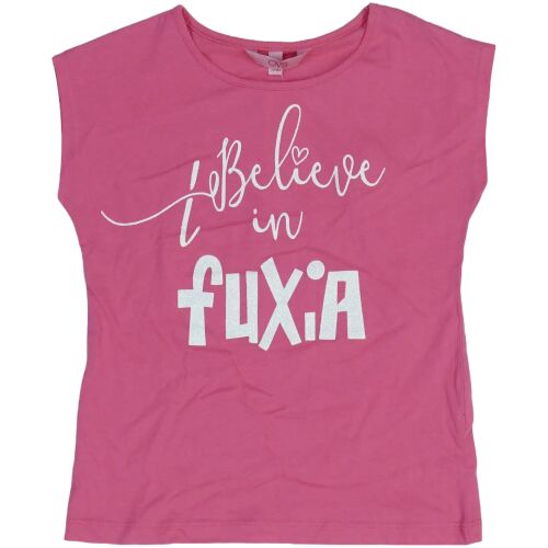 Lányoknak 'Believe in Fuxia' feliratú rózsaszín póló - Gyerek póló