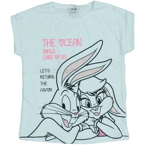 Looney Tunes Bugs Bunny és Lola Bunny póló gyerekeknek, 'The ocean takes care of us' szlogennel - Gyerek póló