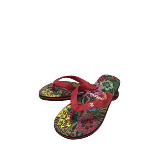 Papuci pentru femei cu imprimeu floral, roșu și negru, mărimea EU 41