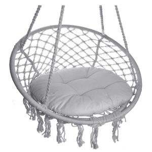 Scaun suspendat gri cu pernă, stil boho, pentru interior sau exterior - Scaune suspendate