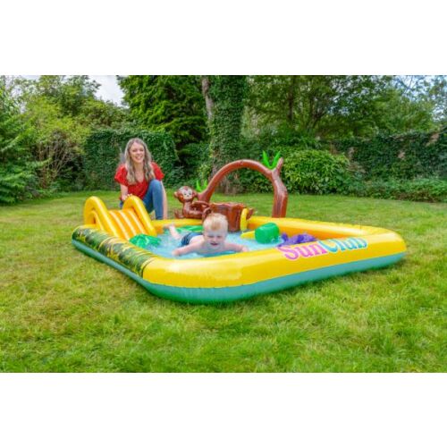 Basen Sun Club dmuchany zjeżdżalnią, małpą i drzewem dla dzieci