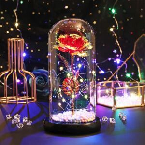 Trandafir etern în sticlă, lumină LED, roșu 126124580 - Idee de cadou pentru Valentine's Day
