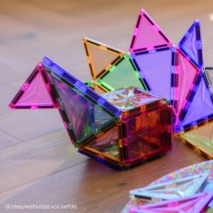 Cleverclixx plăci magnetice pentru construirea unei păsări colorate, 45 de piese, culori pastelate - Joc de construcție magnetic