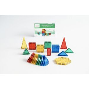 Cleverclixx Plăci Magnetice Set Dome Curbat Intens 47 de piese, forme și culori diferite - Joc de construcție magnetic