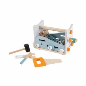 Ecotoys 52-teiliges Holzspielzeug-Werkzeugset, inklusive Hammer, Säge, Schraubenschlüssel, Schraubendreher und mehr - Schaukelpferde, Schaukeltiere und Entwicklungsspiele für Kinder im Kindergartenalter