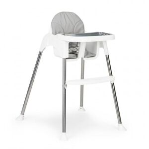 Ecotoys HC-135C Krzesło do karmienia 2 w 1, białe, widok z przodu - Ecotoys Krzesełko do karmienia