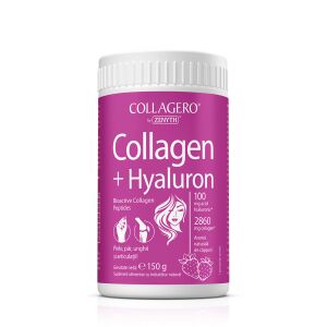 ZENYTH Collagen + Hyaluron 150g прах, биоактивни колагенови пептиди, хиалуронова киселина, аромат на ягоди, хранителна добавка за кожа, коса, нокти, стави - Хранителна добавка