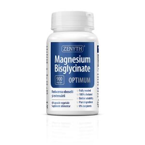 Zenith Optimum Magnez Bisglicynat 900 mg, 60 kapsułek wegetariańskich, suplement diety do zmniejszenia zmęczenia i wyczerpania - Uroda i zdrowie