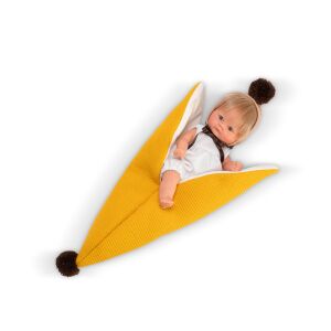 Süßigkeitenpuppe mit Hut und Bananendecke 20cm