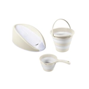 Beżowy zestaw do kąpieli dla niemowląt 3 w 1 z ergonomicznym wsparciem, wiadrem i dzbankiem - Akcesoria kąpielowe