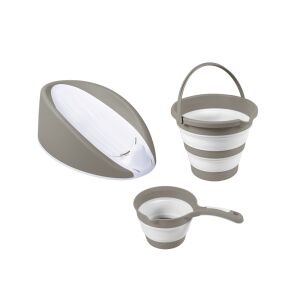 Zestaw do kąpieli dla niemowląt 3 w 1 z ergonomicznym wsparciem, wiadrem i chochlą, szary - Akcesoria kąpielowe