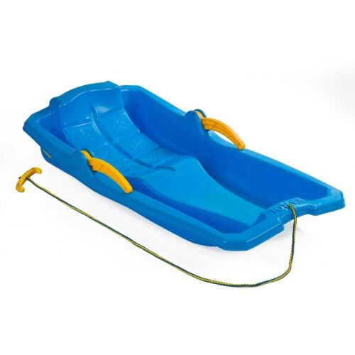 Niebieski sanki Marmat Karol z uchwytami i hamulcem, dla dzieci