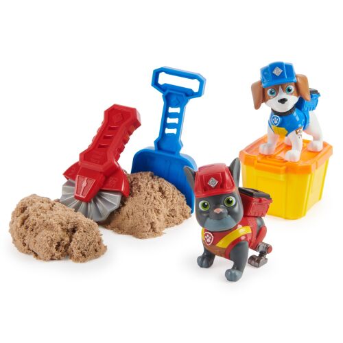 Paw Patrol Rubble Team készlet két figurával, Kinetic Sand-del, szerszámokkal és egy tartállyal