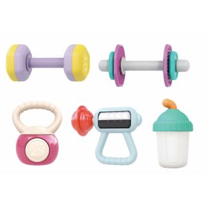 Hola Baby Gym Teethers & Rattles ajándék szett, 5 darabos baba játék szett, rágóka játékok, csörgők, baba torna téma, ajándék baba számára - Baba fogápolás