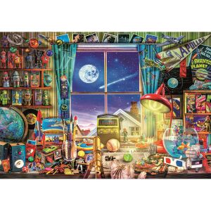 Clementoni To the Moon 500 darabos kirakós játék, egy szobát ábrázol ablakon keresztül a holdra és a csillagokra - Clementoni Puzzle