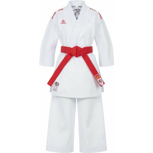 Hayashi Jingu Karate Gi, fehér, piros hímzéssel, 175 cm-es méretben - Harcművészeti ruházat