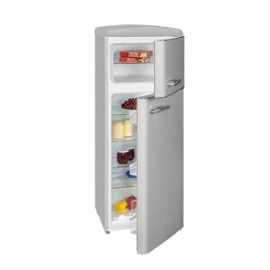 Exquisit Retro hűtőszekrény, szürke, nyitott ajtó, belső nézet - Exquisit