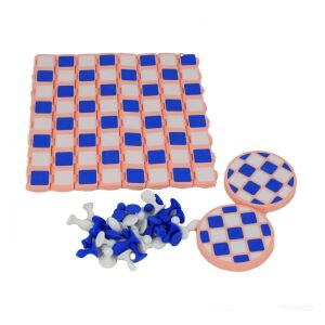 Sani Tube Schachset, rosa, blau, weiß, Schachbrett, Schachfiguren, Aufbewahrungsröhre - Logikspiele