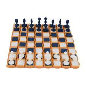 Joc de sah Sani, Tube, 196 X 192 mm, Auriu, Albastru inchis, Alb 126133966 - Domino, șah