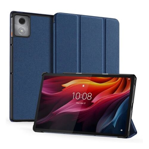 Lenovo Tab K11 Plus DUX DUCIS DOMO tok álló, bőr hatású aktív FLIP, textil minta, SÖTÉTKÉK