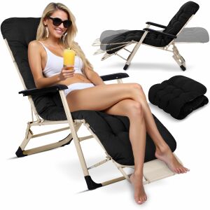 Klappbare Gartenliege mit Kissen chillwell sofa chair schwarz 126139847