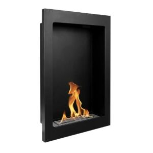 Bioethanol Kamin, Wandmontage, vertikal, schwarz, mit Flamme - Kamin & Herd