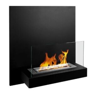 BOARD mattschwarzer Wandbio-Kamin mit Flamme - Kamin & Herd