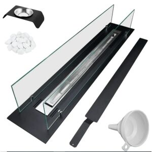 Einbaubioethanolkamin INSERT 100 cm mit Glas, Dekosteinen, Trichter und Aromatherapiebehälter - Bysil