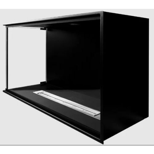 BIO-EKO Eck-Bio-Kamin, schwarz, schräge Ansicht.