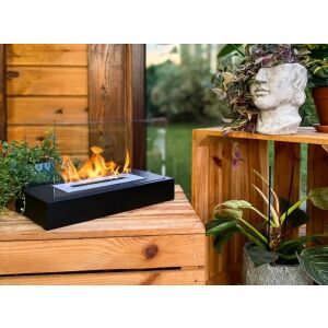 Șemineu cu bioetanol GLOW negru mat, flacără arzând, pentru utilizare în interior/exterior - Bysil Seminee bio