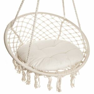 Scaun suspendat Fonott cu pernă, culoare ecru - Depozitare pantofi, Fotolii suspendate, Fotolii, Scaune suspendate și Biblioteci și rafturi