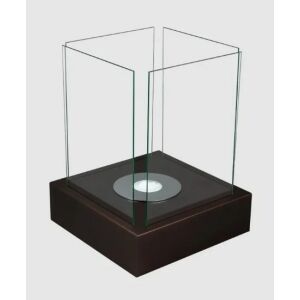 Unbeleuchteter Sunset Garden Bioethanol-Kamin mit braunem Sockel und Glasscheiben - Bio-Kamine