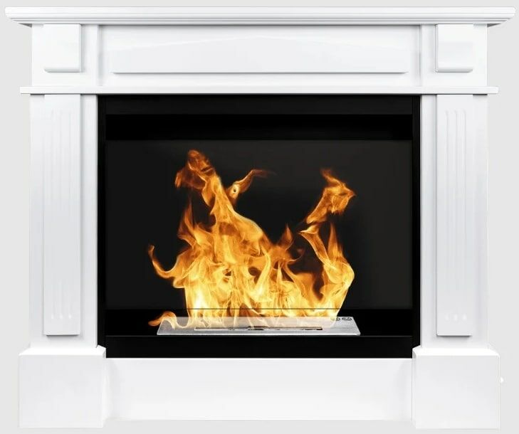 Bioetanolový krb Portal Colosseum VERONA, biely, 113 x 100 x 30 cm, s tepelne odolným sklom, keramickými polenami + ďalším príslušenstvom!