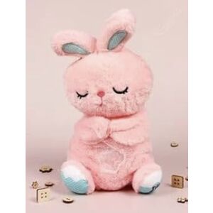 Szunyókáló nyuszi, egy igazi alvó és játszótárs, alszik és lélegzik, hanggal és éjjeli fény, Rózsaszín 