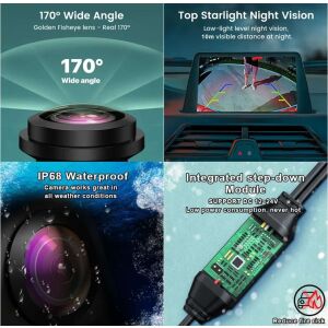 Cameră de marșarier AutoREY® AHD 1080P cu unghi larg, vizibilitate nocturnă Starlight, design impermeabil și modul integrat de reducere a tensiunii - Camere Auto Marsarier