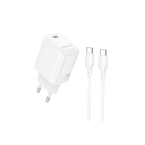 BOROFONE BN28 FUENTE SCHNELLLADEGERÄT (TYP-C) PD 30W MIT TYPE-C/TYPE-C KABEL WEISS