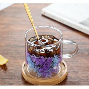 Tasse mit Trockenblumen, lila, doppelwandig, Borosilikatglas, 300 ml 126177656 - Tassen