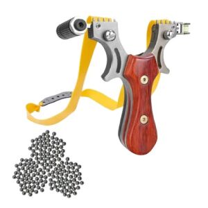 Slingshot szett csúzlival, Sling Queen, fém, 11,5 cm, csúzlival, fa nyéllel, barna és 300 db 8 mm-es golyó 126178530 - Csúzli