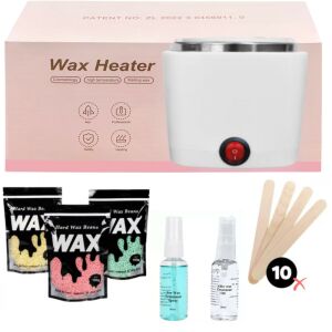 Set de încălzitor de ceară, include încălzitor de ceară, boabe de ceară, spray pre-epilare, ulei post-epilare și spatule - Frumusețe și sănătate