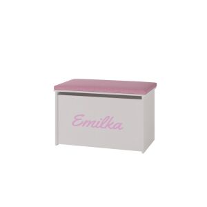 Skrzynia na zabawki Daria z sziedziskiem i personalizacją różowy