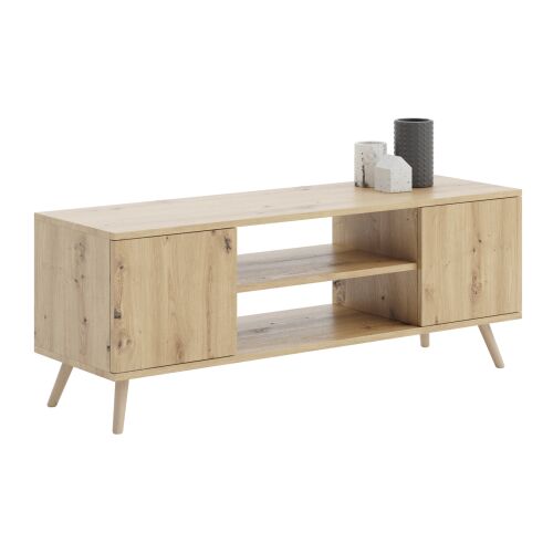 Szafka RTV Focus 155 cm Dąb artisan, nowoczesny design, meble do salonu, dwudrzwiowa, z dwoma półkami