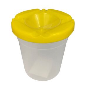 Ars Una sárga ecsettisztító pohár tetővel, ferde nézet - Ecsettál