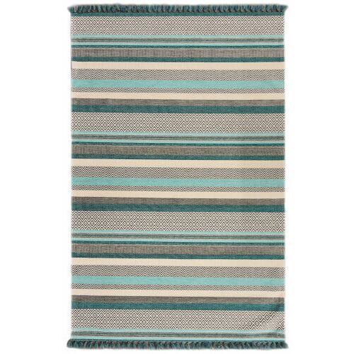 Bakero Aztec 01 Aqua Teppich, 80x300 cm, Streifendesign