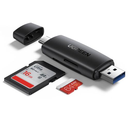 UGREEN CM304 USB + USB-C adapter SD + microSD kártyaolvasó (fekete) 126208137