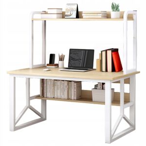 Stilvoller weißer rechteckiger Lofttisch in heller Eiche