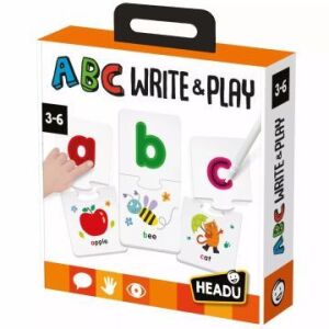 Headu ABC Write & Play joc de puzzle cu litere pentru învățarea alfabetului pentru copiii cu vârste cuprinse între 3-6 ani cu marker ștergător - Balansoare pentru copii și Jocuri si jucarii educative