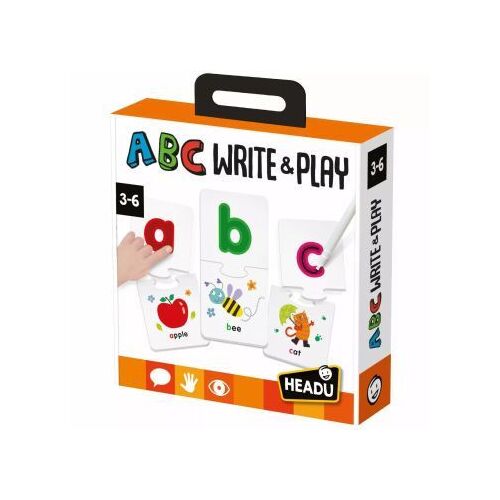 Headu ABC Write & Play игра с пъзел с букви за изучаване на азбуката за деца на възраст 3-6 години с маркер за изтриване